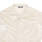WI-FI Womens Blouse Beige Collared Long Sleeve M