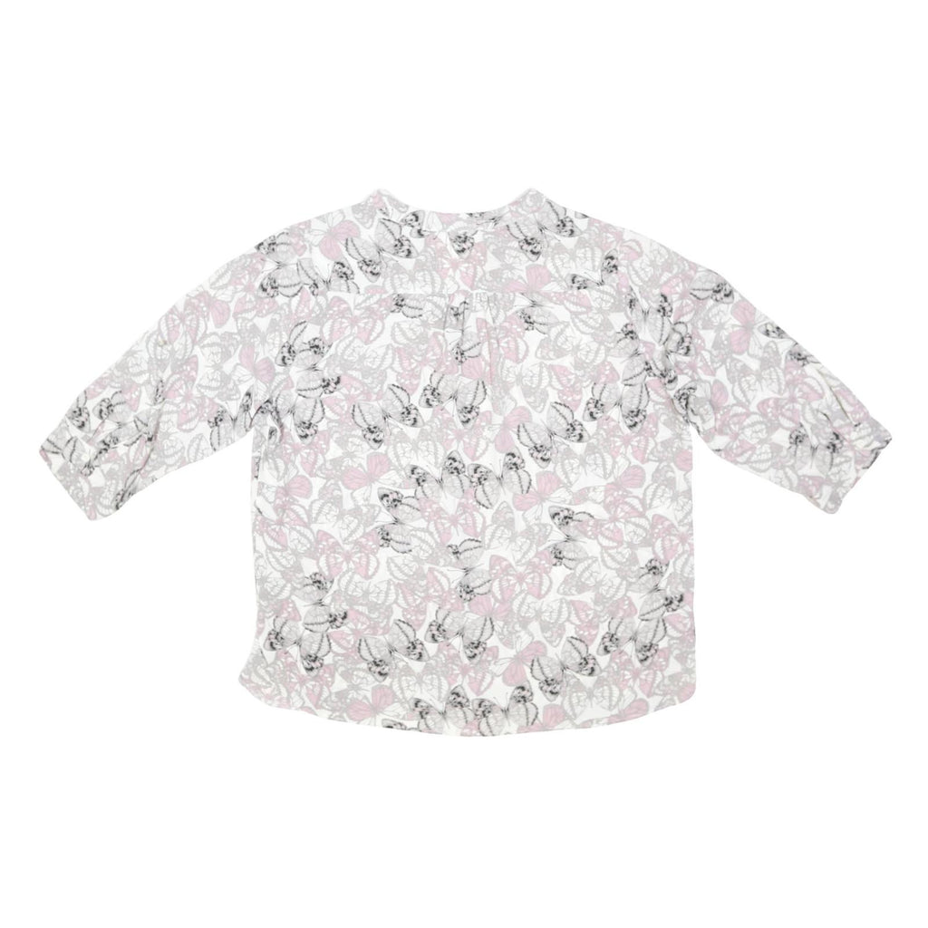 DOROTHY PERKINS Womens White Pink Butterfly Printed Blouse 3/4 Sleeve Round Neck