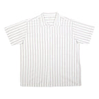 CLAY FERRY Mens White & Grey Striped Shirt XL Cotton Blend Short Sleeve Button