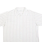CLAY FERRY Mens White & Grey Striped Shirt XL Cotton Blend Short Sleeve Button