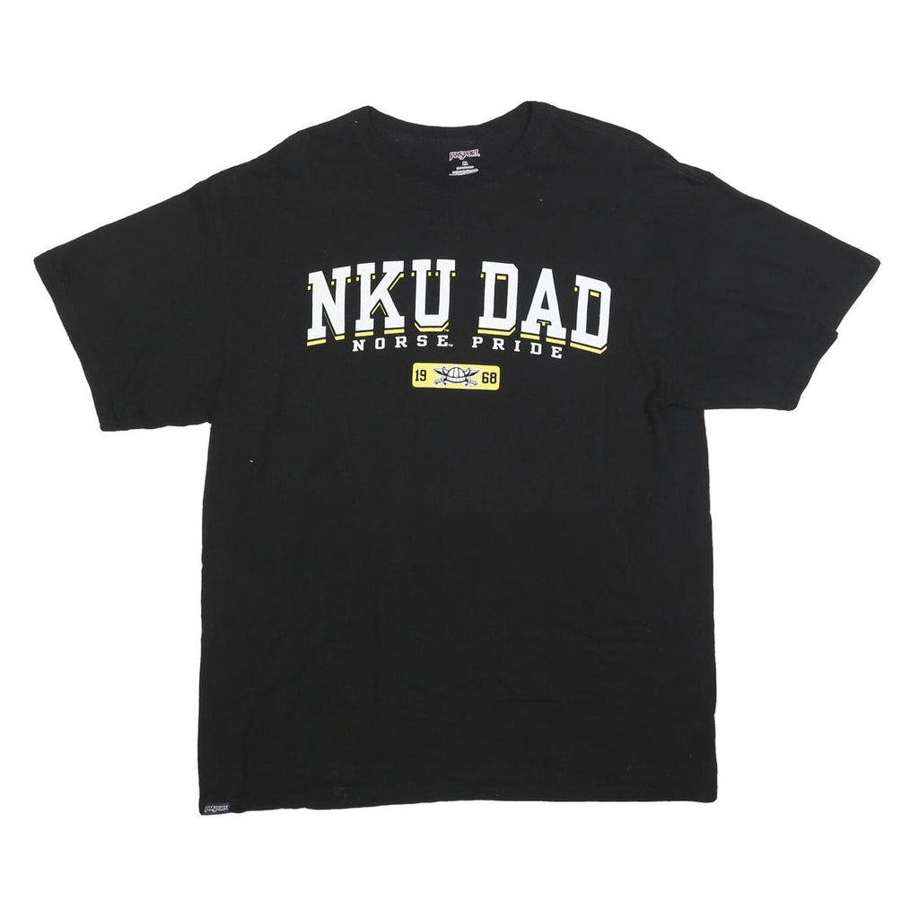 JANSPORT Mens Black Graphic T-Shirt XL Short Sleeve Crew Neck NKU Dad Norse