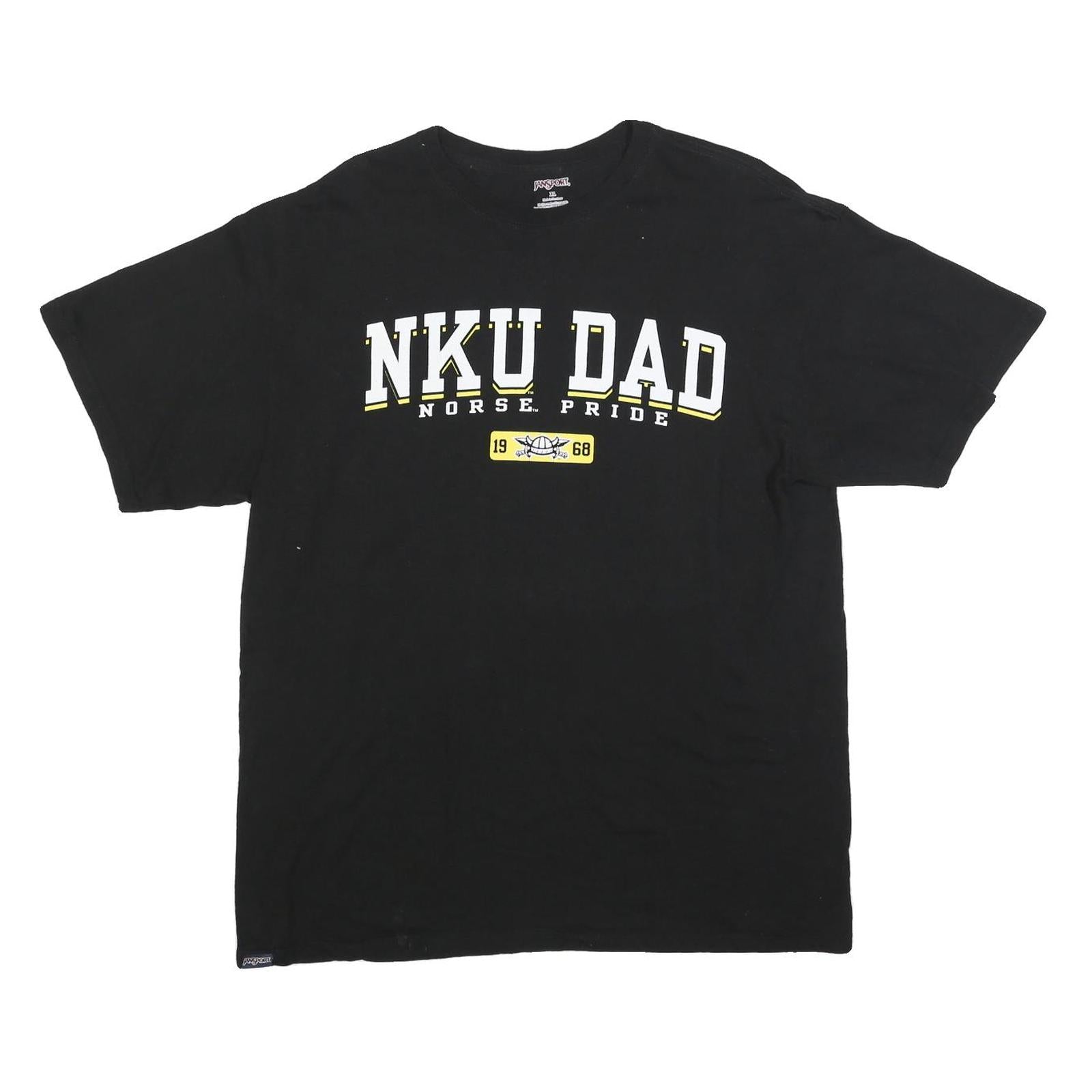 JANSPORT Mens Black Graphic T-Shirt XL Short Sleeve Crew Neck NKU Dad Norse