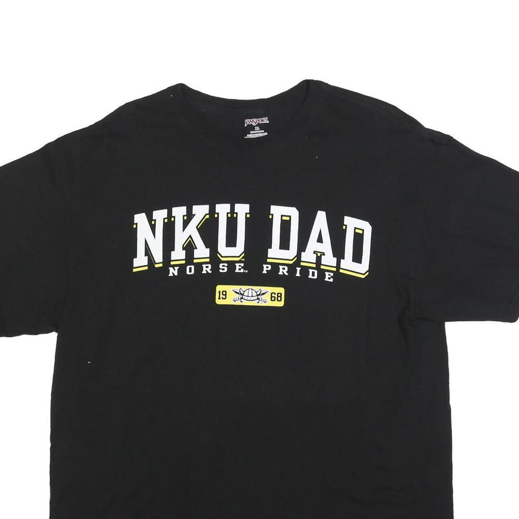 JANSPORT Mens Black Graphic T-Shirt XL Short Sleeve Crew Neck NKU Dad Norse