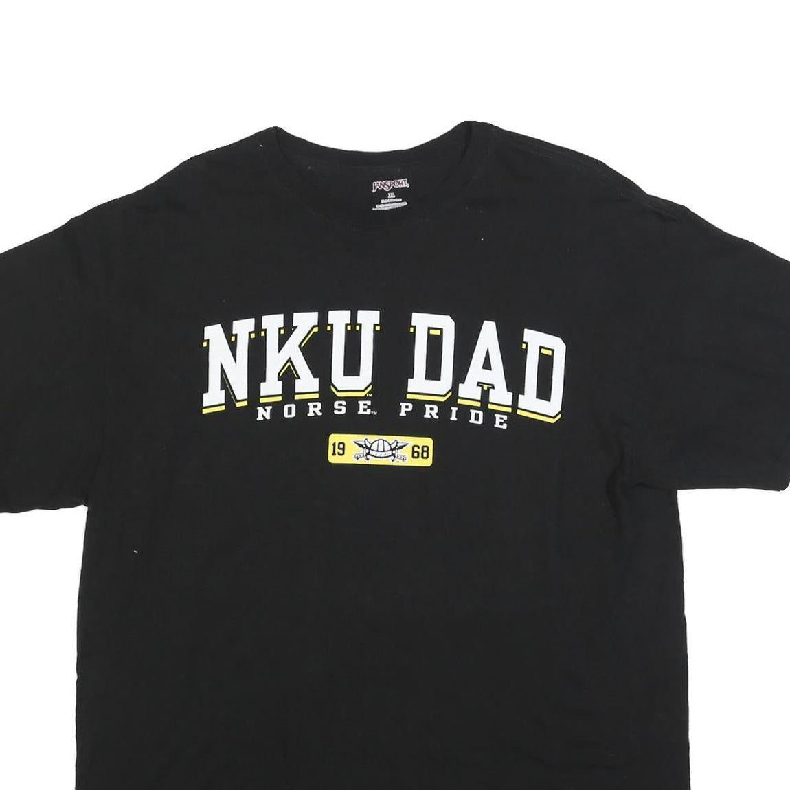 JANSPORT Mens Black Graphic T-Shirt XL Short Sleeve Crew Neck NKU Dad Norse
