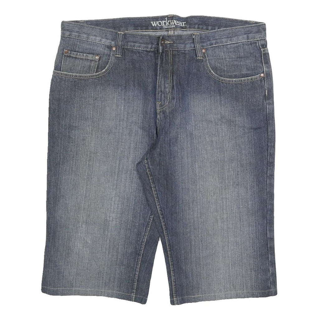 VINTAGE LOOK Mens Denim Blue Casual Shorts XL W40 Cotton Blend Workwear
