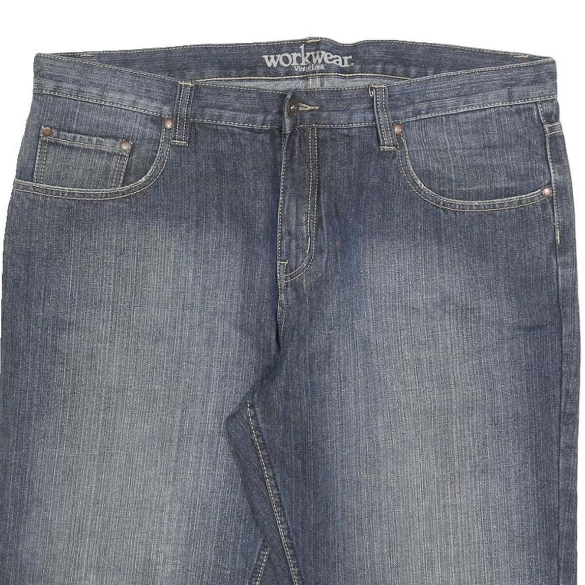 VINTAGE LOOK Mens Denim Blue Casual Shorts XL W40 Cotton Blend Workwear