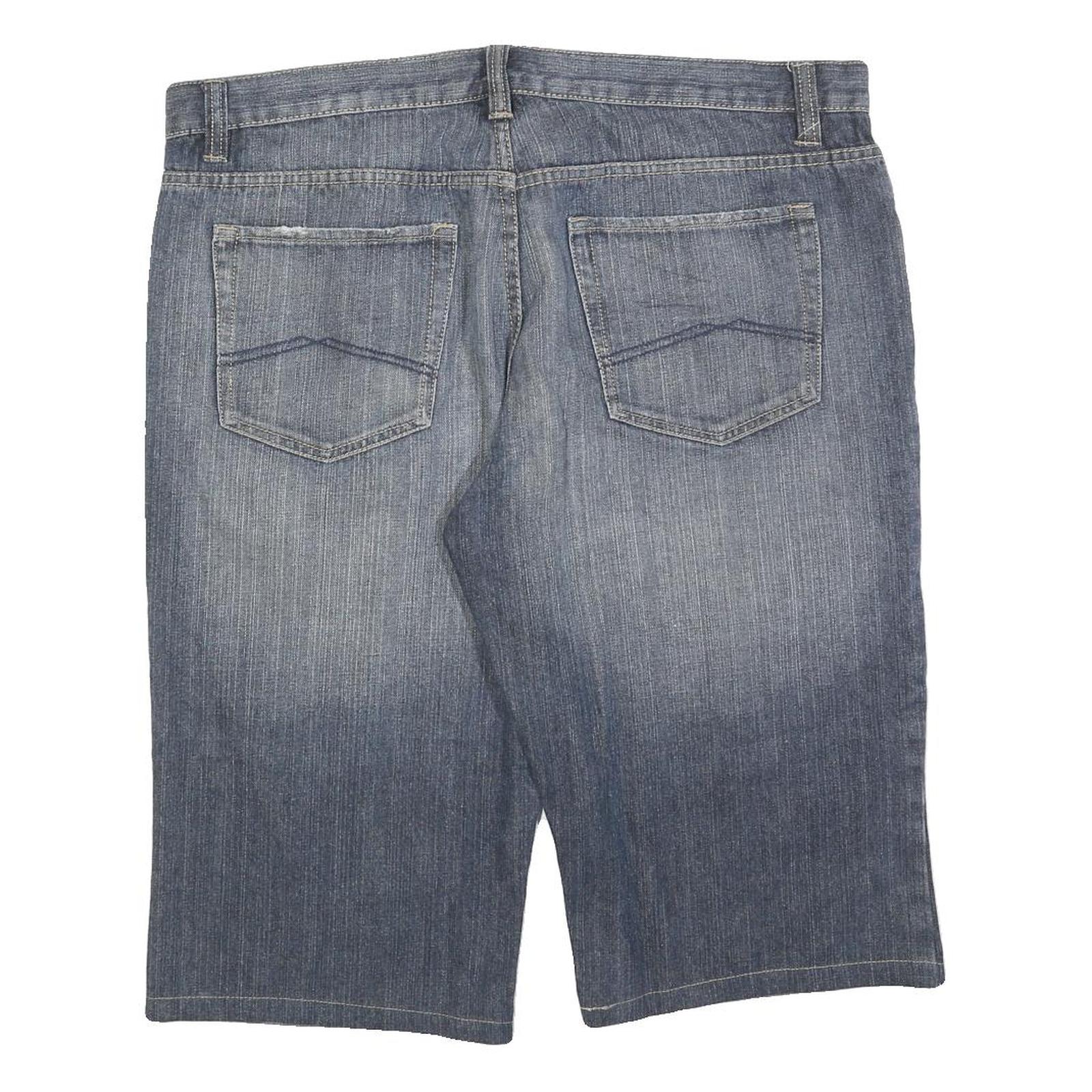 VINTAGE LOOK Mens Denim Blue Casual Shorts XL W40 Cotton Blend Workwear