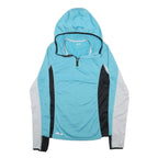 INOC Womens Blue & Black Athletic T-Shirt M Long Sleeve 1/4 Zip Hoodie Polyester