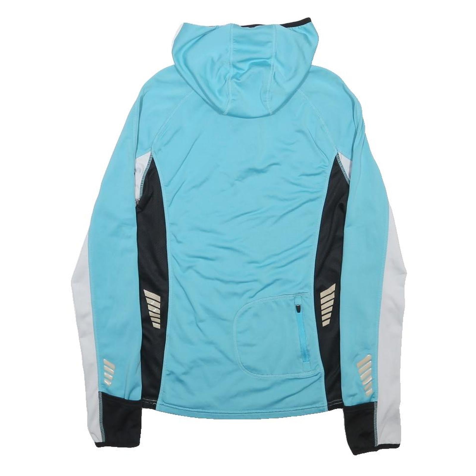 INOC Womens Blue & Black Athletic T-Shirt M Long Sleeve 1/4 Zip Hoodie Polyester