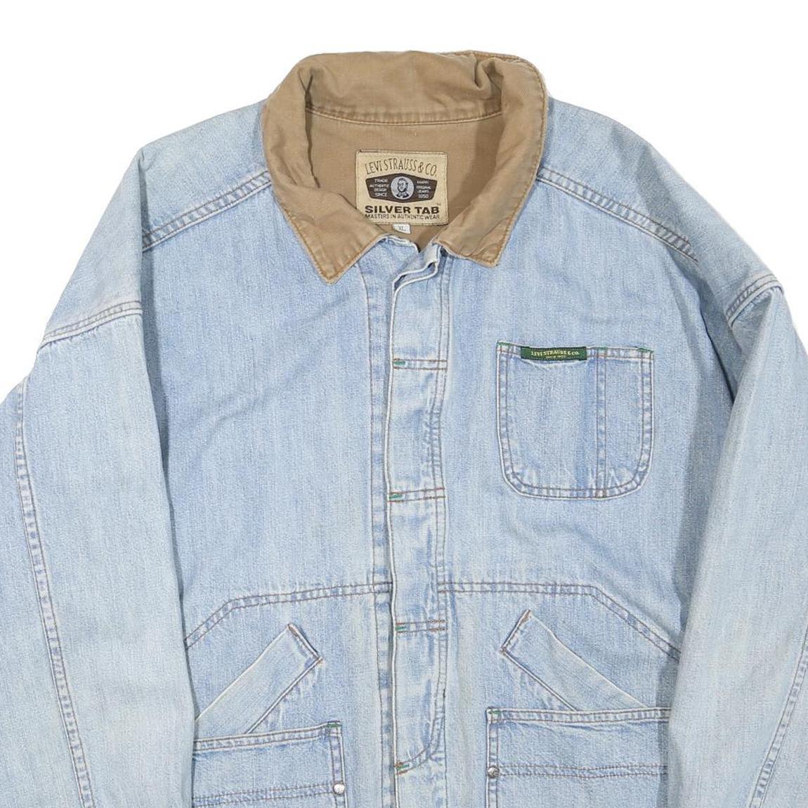 LEVI'S Mens Light Blue Cotton Blend Denim Trucker XL Button Vintage Jacket