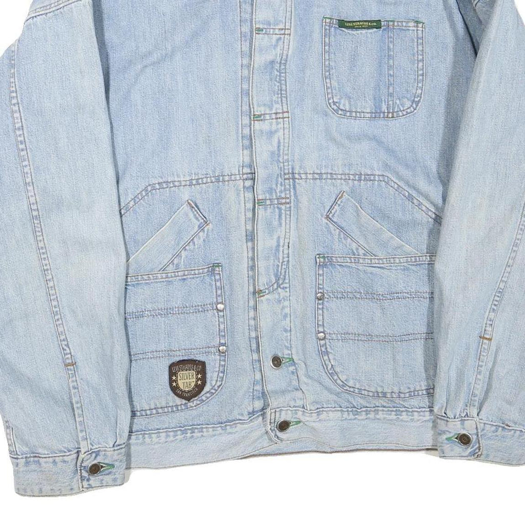 LEVI'S Mens Light Blue Cotton Blend Denim Trucker XL Button Vintage Jacket