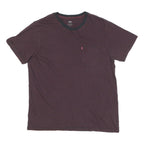 LEVI'S Mens Maroon & Black Stripe T-Shirt L Short Sleeve Crew Neck Cotton Blend