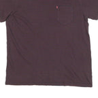 LEVI'S Mens Maroon & Black Stripe T-Shirt L Short Sleeve Crew Neck Cotton Blend
