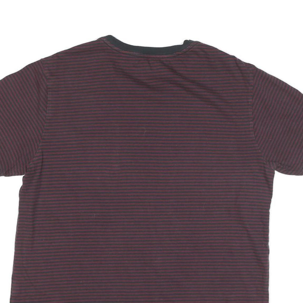 LEVI'S Mens Maroon & Black Stripe T-Shirt L Short Sleeve Crew Neck Cotton Blend