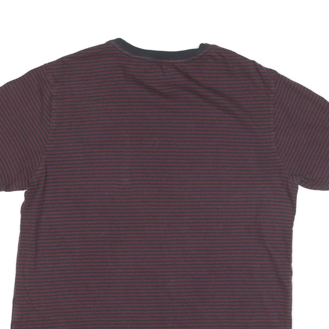 LEVI'S Mens Maroon & Black Stripe T-Shirt L Short Sleeve Crew Neck Cotton Blend