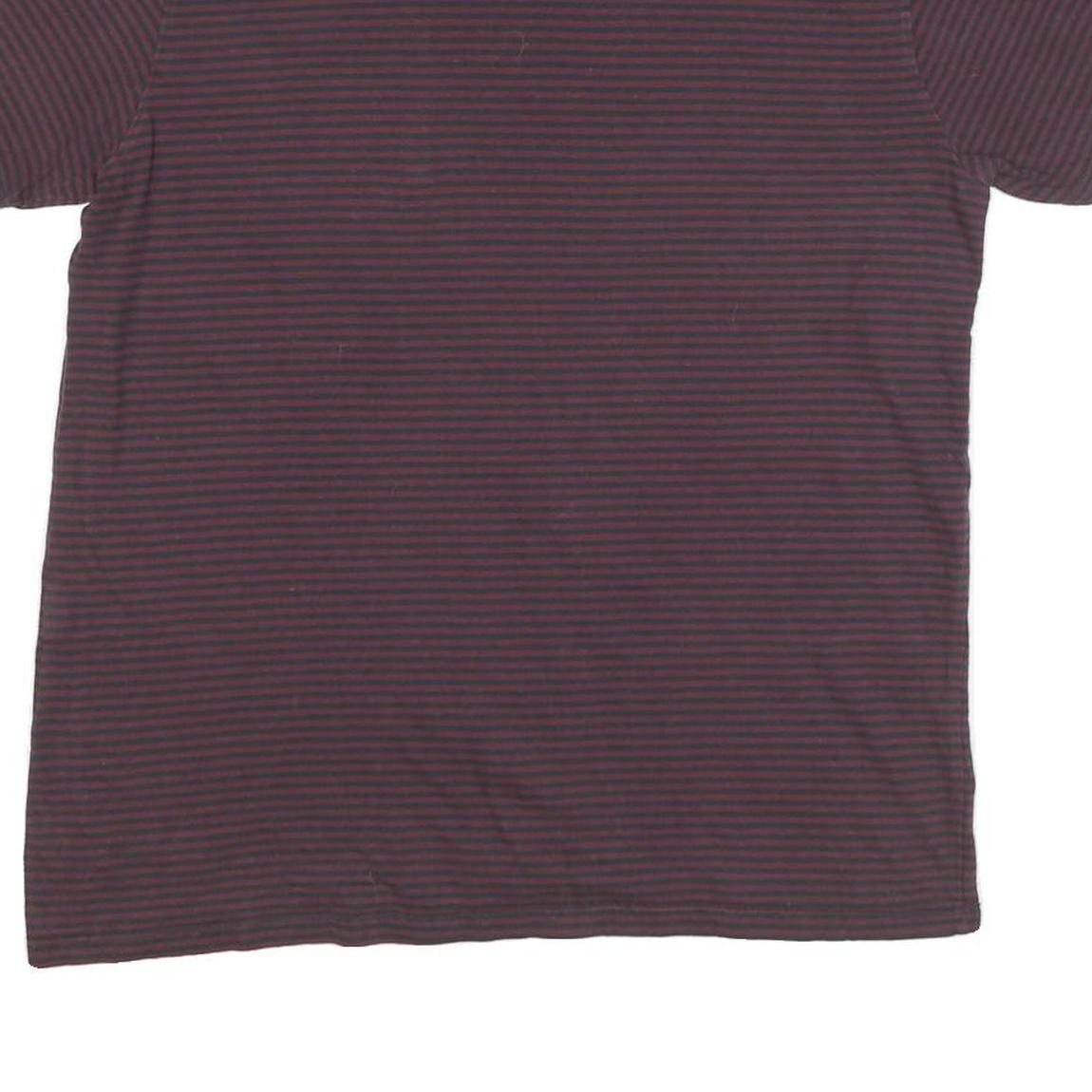LEVI'S Mens Maroon & Black Stripe T-Shirt L Short Sleeve Crew Neck Cotton Blend