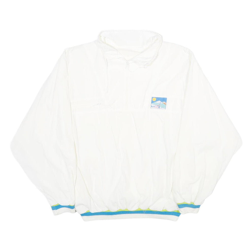 Womens White Polyester Blend Plain Casual L Jacket With Colour Trim And Graphic