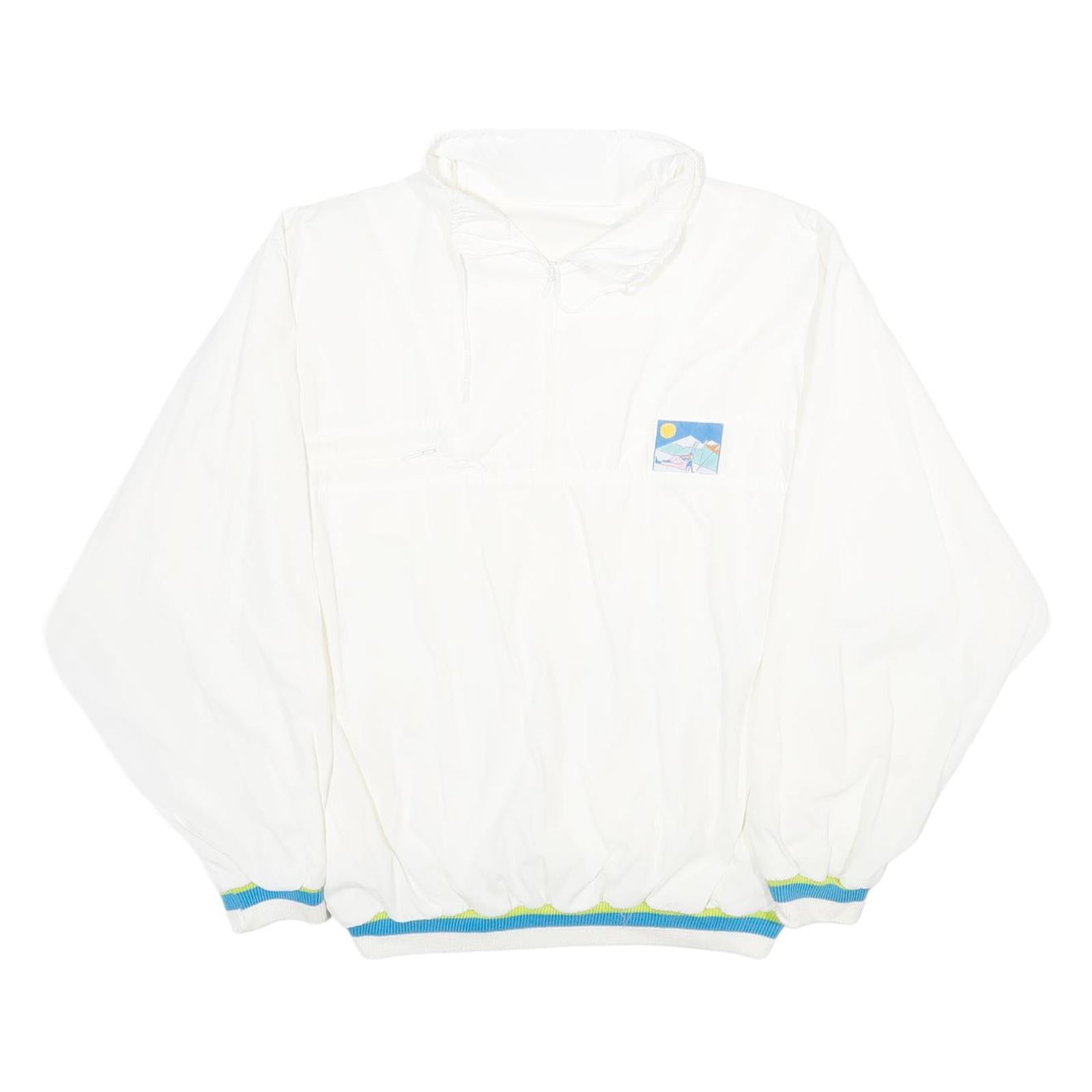 Womens White Polyester Blend Plain Casual L Jacket With Colour Trim And Graphic