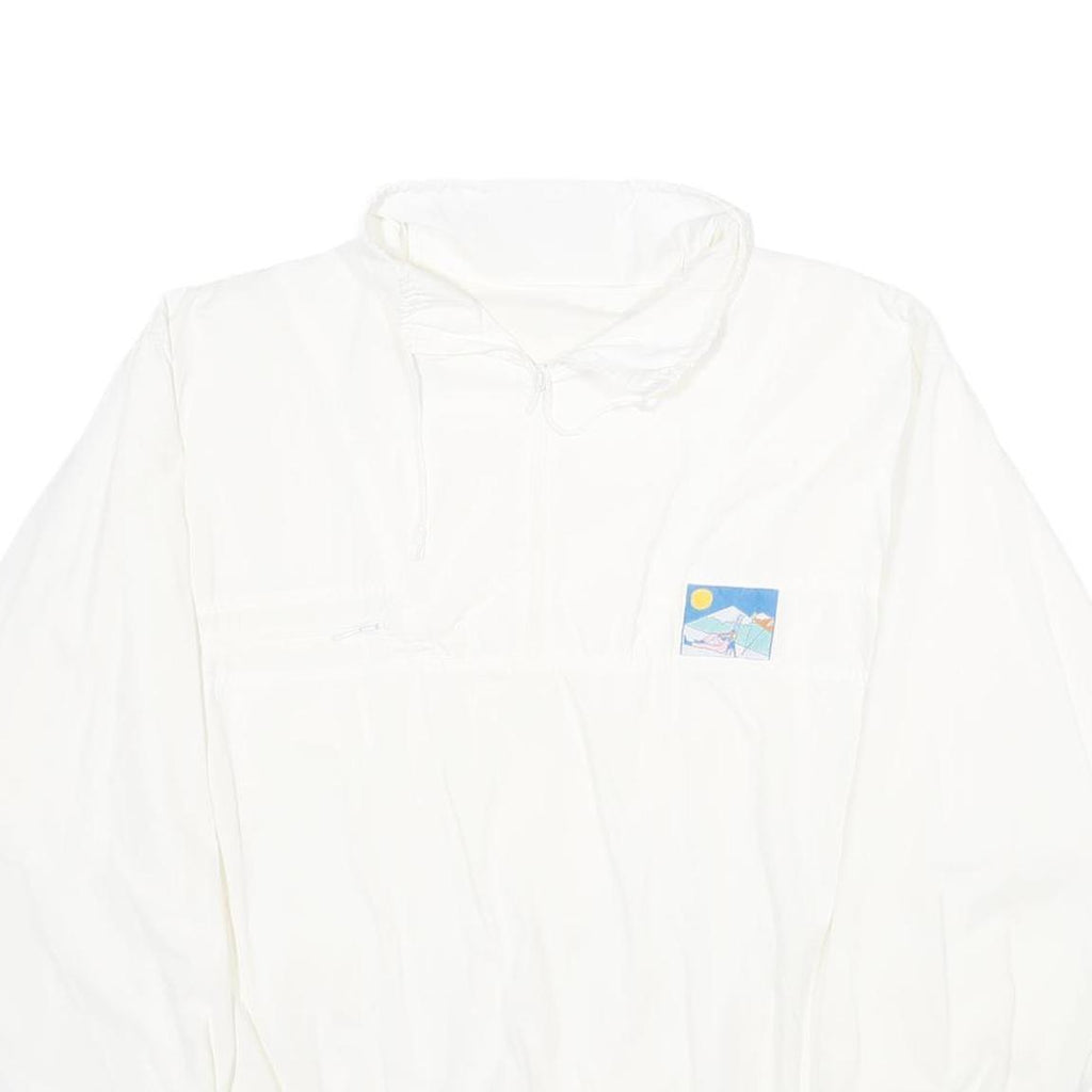 Womens White Polyester Blend Plain Casual L Jacket With Colour Trim And Graphic