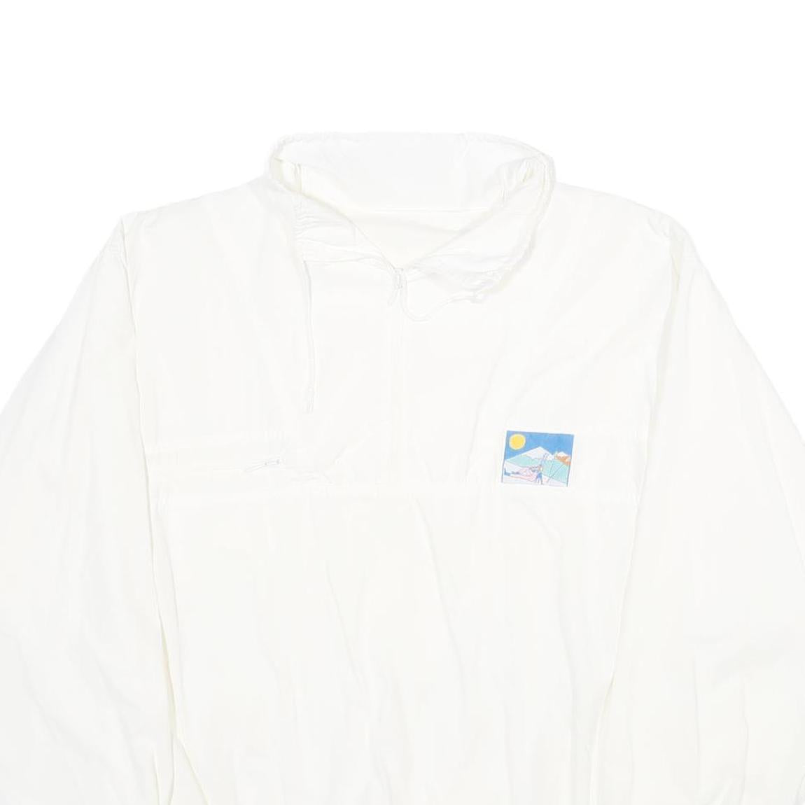 Womens White Polyester Blend Plain Casual L Jacket With Colour Trim And Graphic