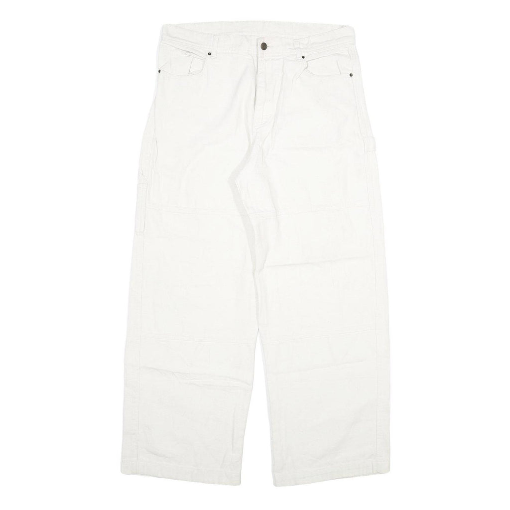 DICKIES Mens Jeans White Relaxed Loose Denim W33 L28 Workwear Zip