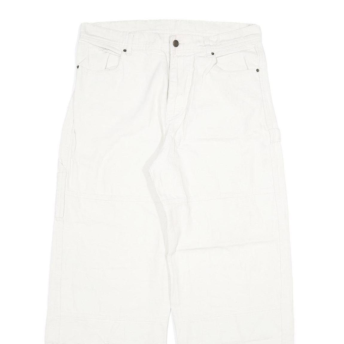 DICKIES Mens Jeans White Relaxed Loose Denim W33 L28 Workwear Zip