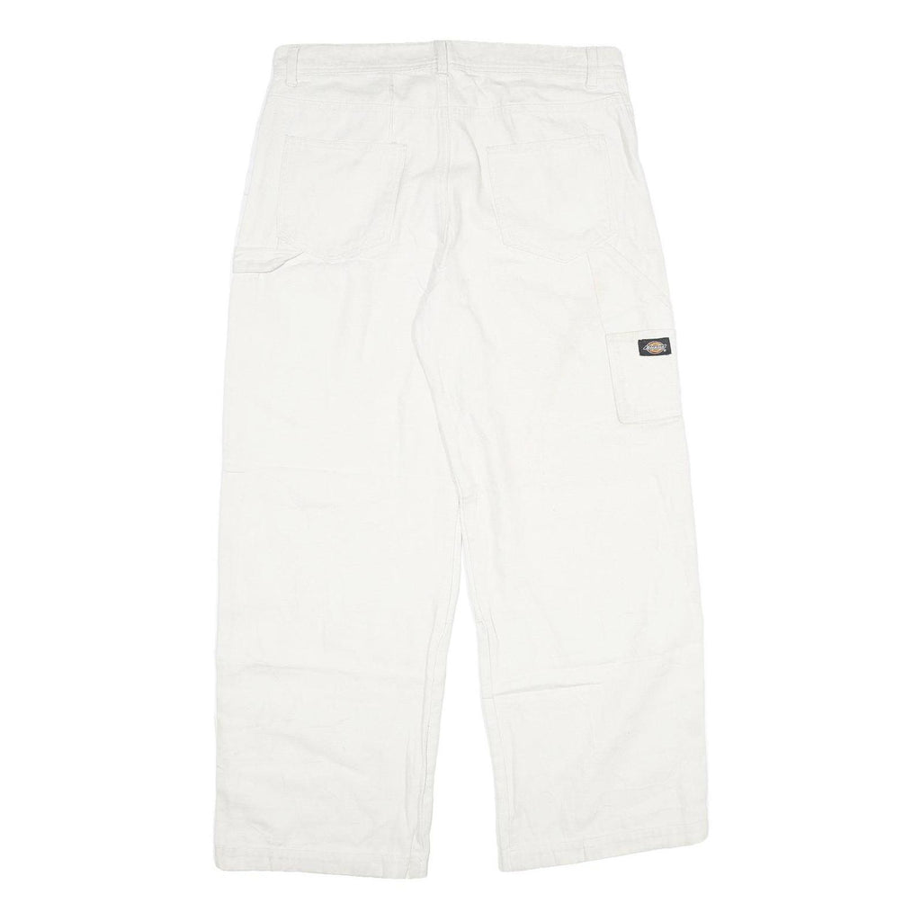 DICKIES Mens Jeans White Relaxed Loose Denim W33 L28 Workwear Zip