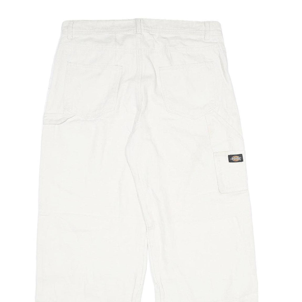 DICKIES Mens Jeans White Relaxed Loose Denim W33 L28 Workwear Zip