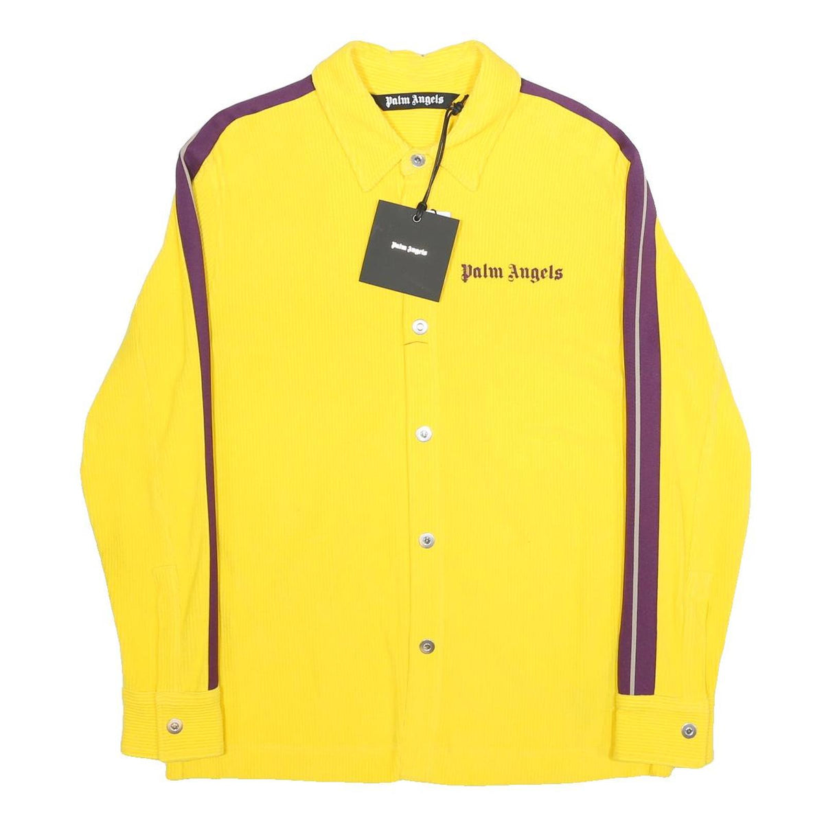PALM ANGELS Mens Yellow & Purple Cotton Blend Shirt S Long Sleeve Button Casual