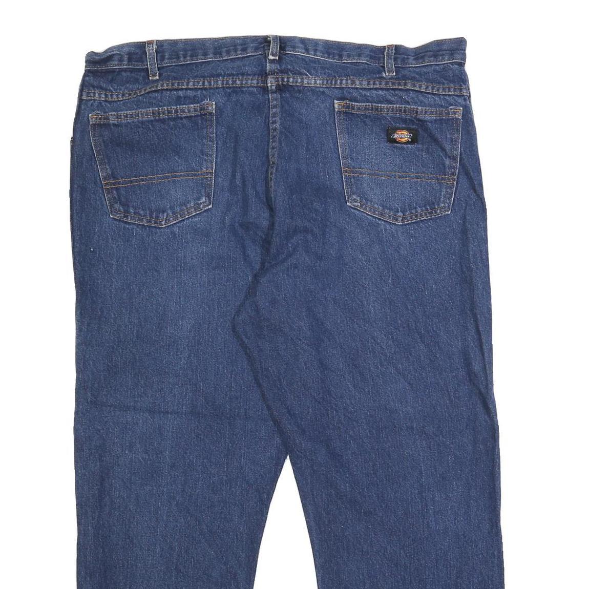 DICKIES Mens Jeans Blue Regular Straight Denim W42 L27 Classic Zip Closure