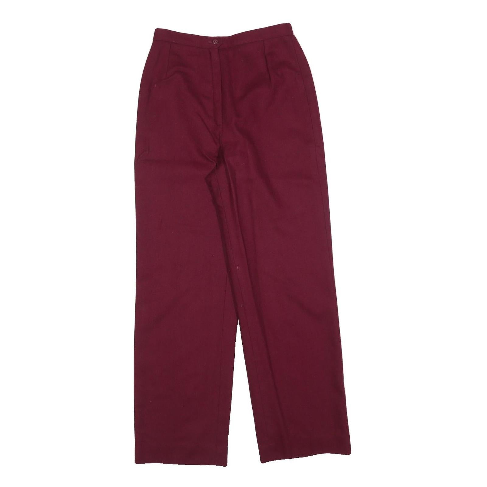 PERSONAL Womens Regular Fit Burgundy Straight Trousers W24 L28 Zip Closure