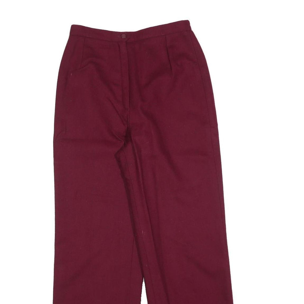 PERSONAL Womens Regular Fit Burgundy Straight Trousers W24 L28 Zip Closure