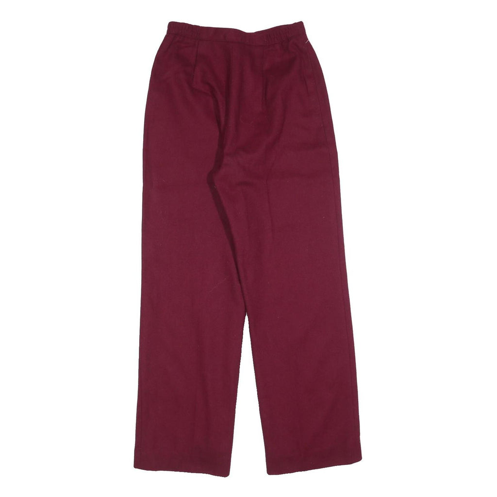 PERSONAL Womens Regular Fit Burgundy Straight Trousers W24 L28 Zip Closure