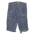 FADED GLORY Womens Blue Casual Denim Cargo Shorts XL W35 Stretch Cotton Blend