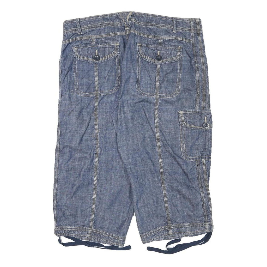 FADED GLORY Womens Blue Casual Denim Cargo Shorts XL W35 Stretch Cotton Blend