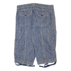 FADED GLORY Womens Blue Casual Denim Cargo Shorts XL W35 Stretch Cotton Blend