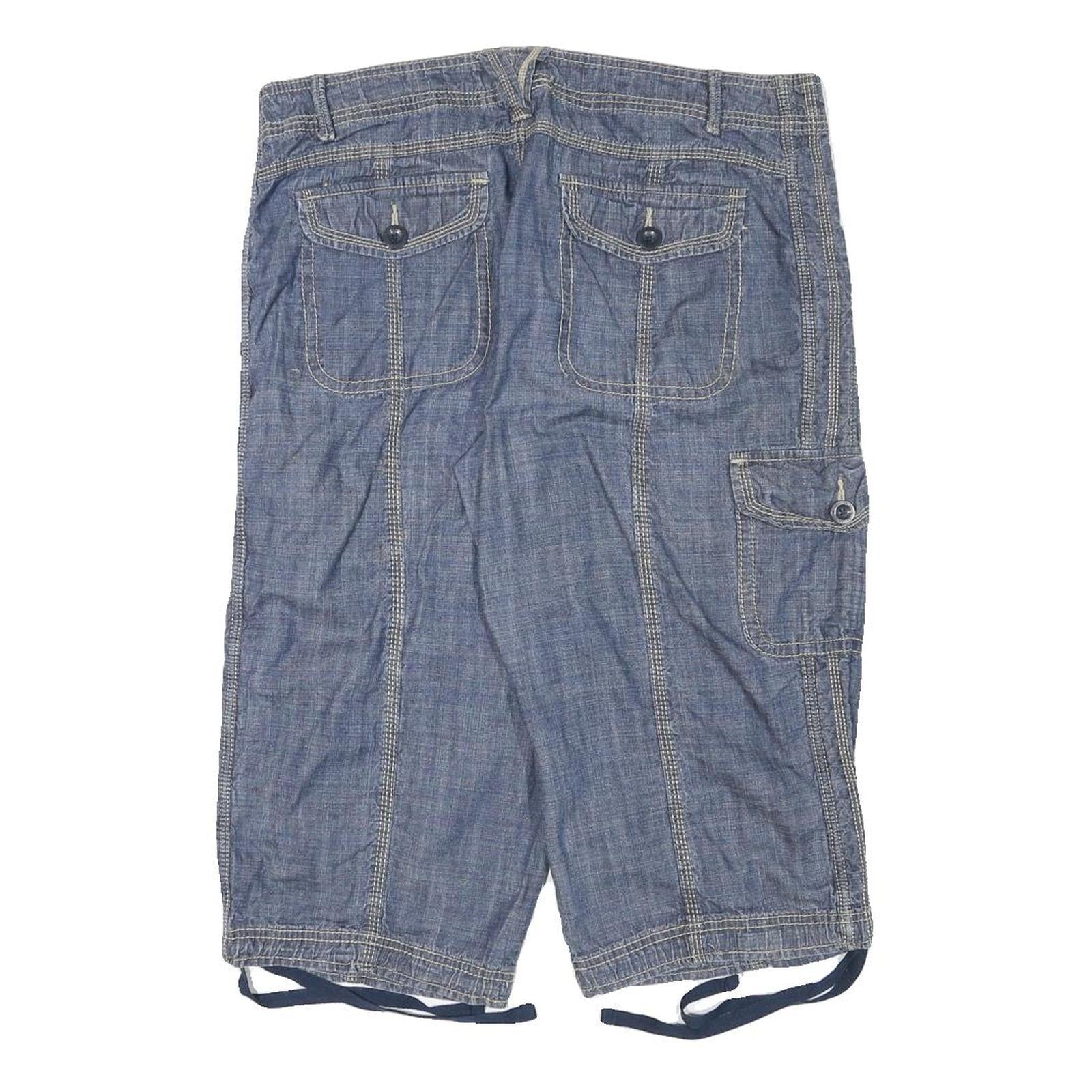 FADED GLORY Womens Blue Casual Denim Cargo Shorts XL W35 Stretch Cotton Blend