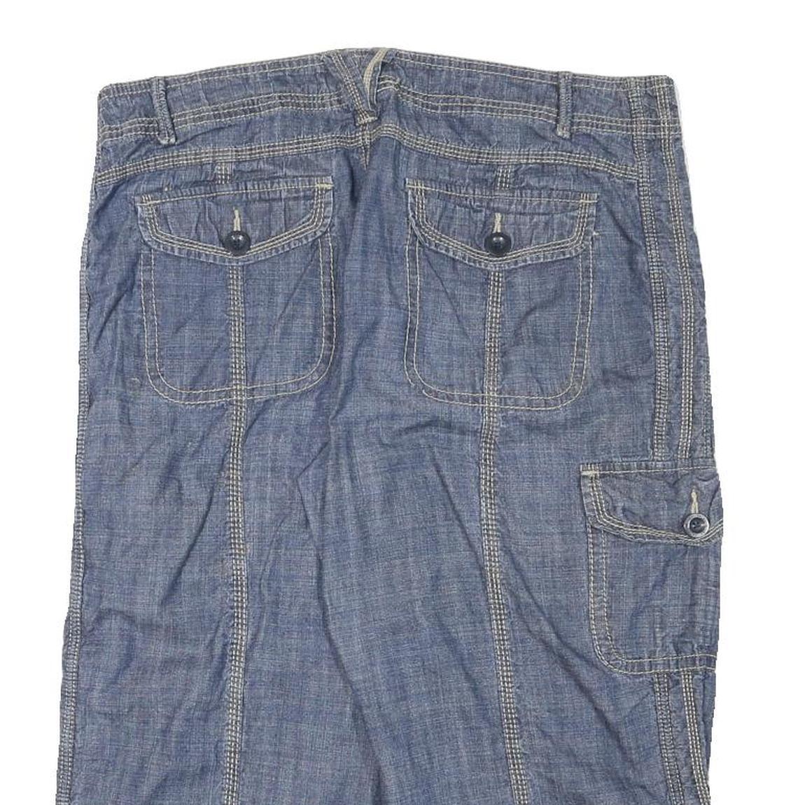 FADED GLORY Womens Blue Casual Denim Cargo Shorts XL W35 Stretch Cotton Blend
