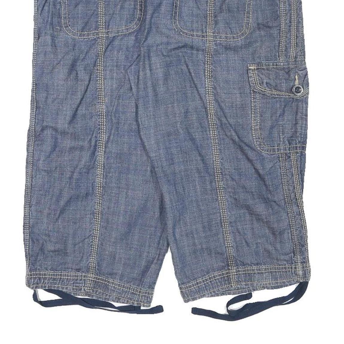 FADED GLORY Womens Blue Casual Denim Cargo Shorts XL W35 Stretch Cotton Blend