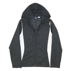 REEBOK Mens Black & White Hooded Zip Jacket M Polyester Sportswear Casual