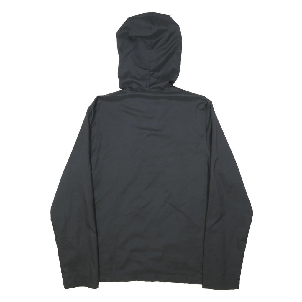 REEBOK Mens Black & White Hooded Zip Jacket M Polyester Sportswear Casual