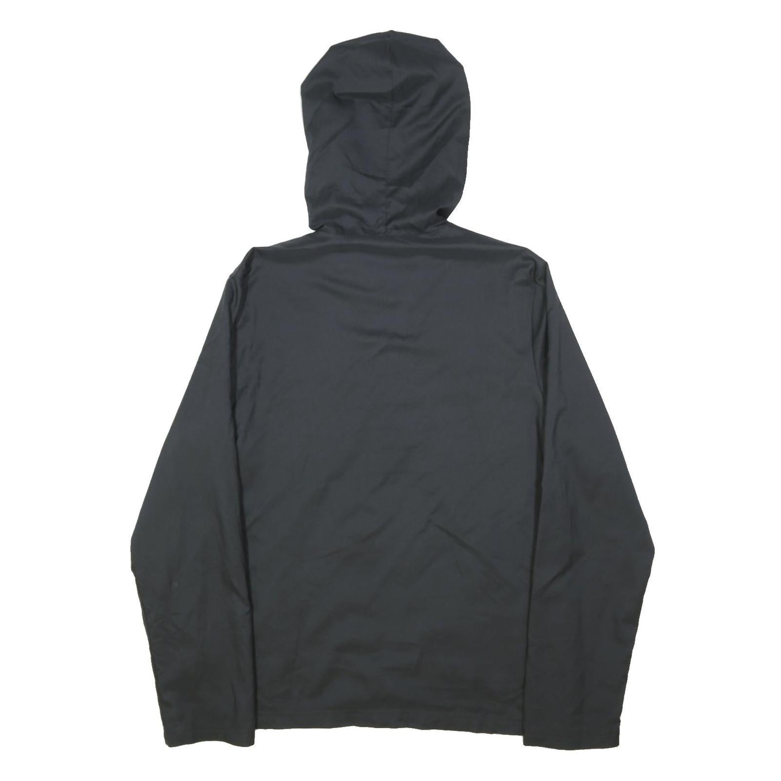 REEBOK Mens Black & White Hooded Zip Jacket M Polyester Sportswear Casual