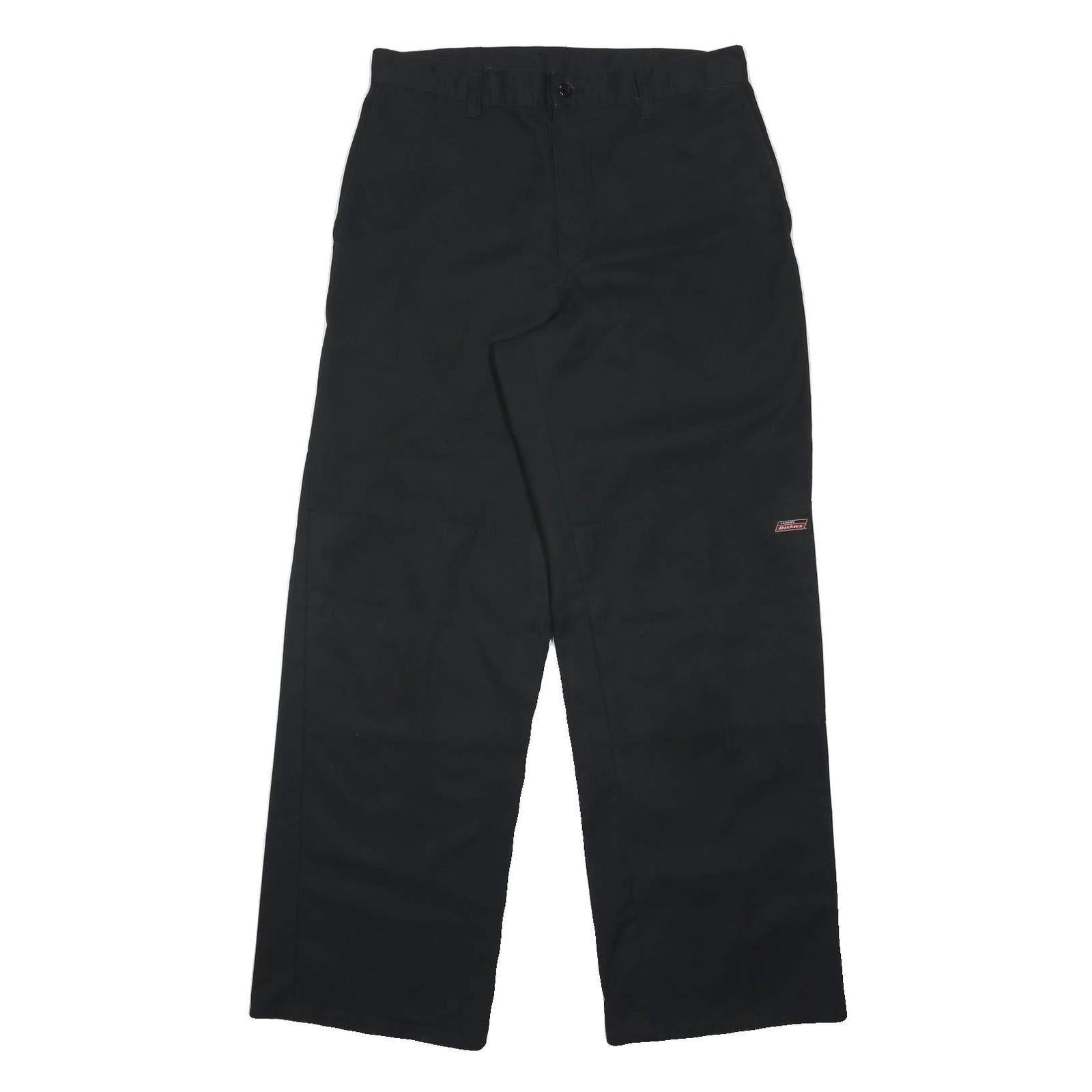 DICKIES Mens Classic Black Cotton Blend Zip Trousers W32 L31 Workwear