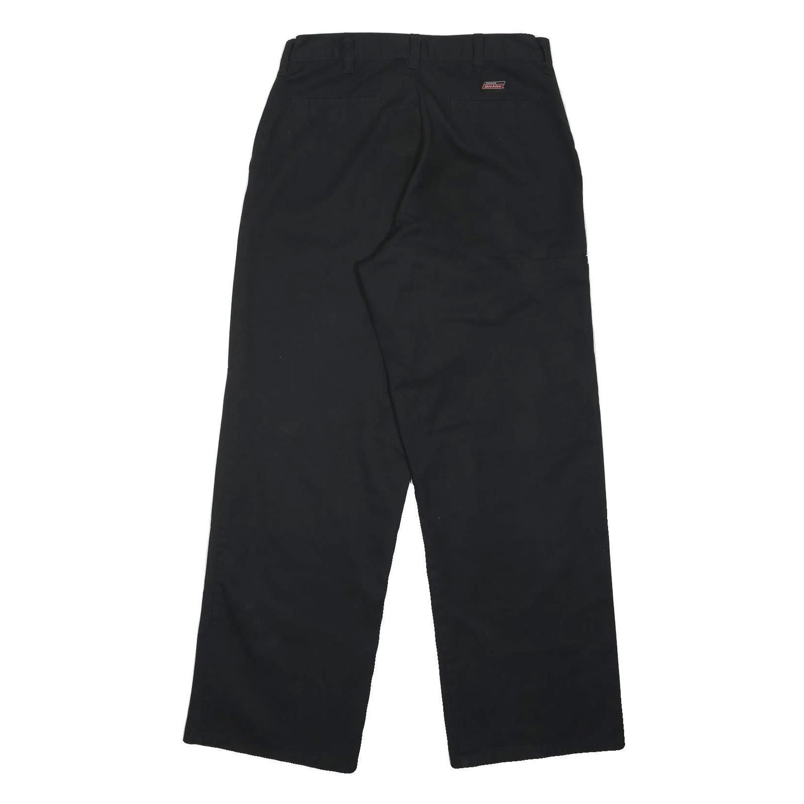 DICKIES Mens Classic Black Cotton Blend Zip Trousers W32 L31 Workwear