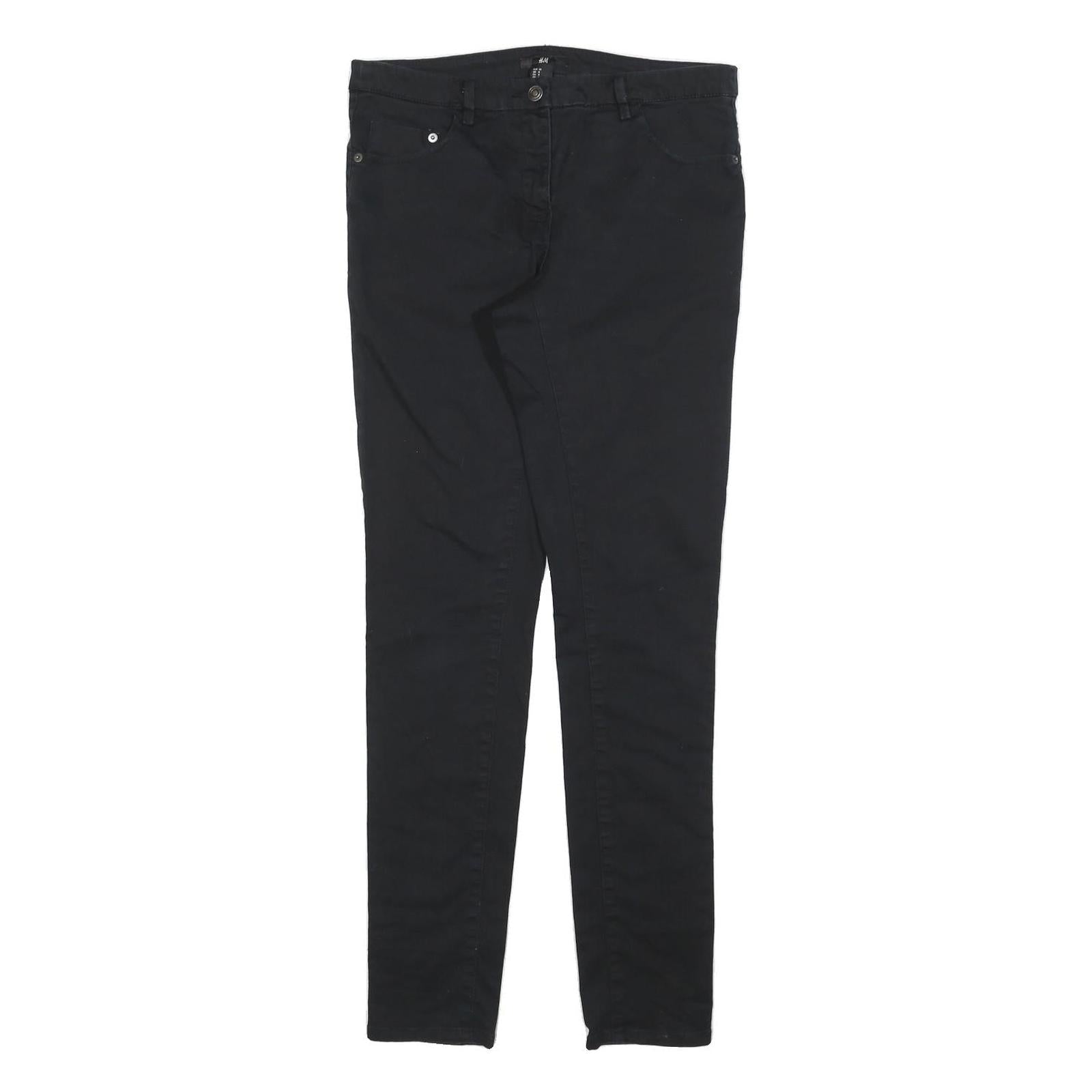 H&M Womens Slim Black Jeans Denim W30 L30 Zip Cotton Blend Skinny Fit
