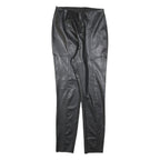 H&M Womens Black Slim Faux Leather Trousers W26 L28 Stylish Stretch Fit