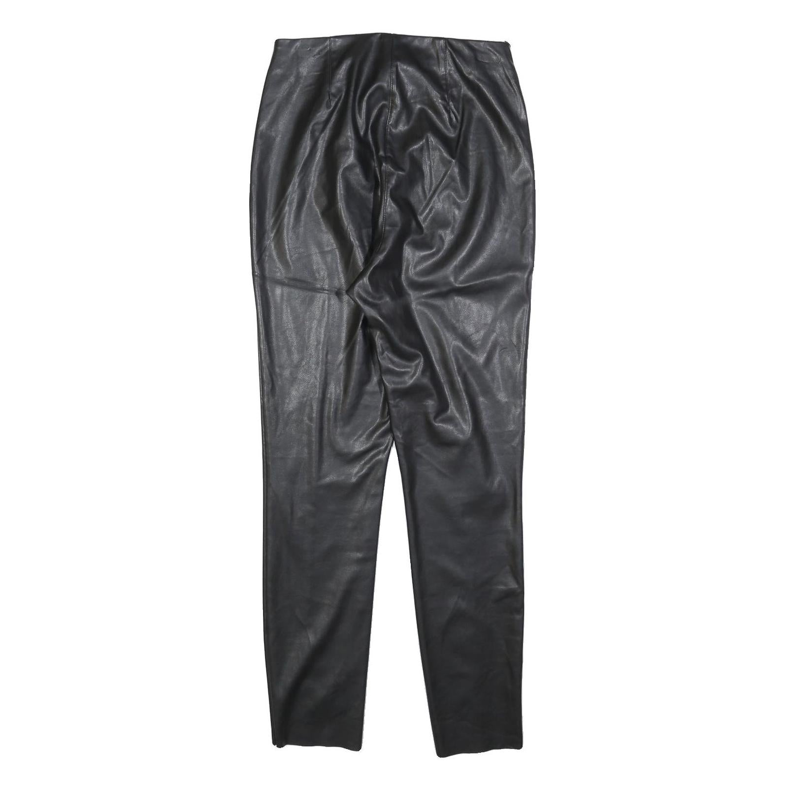 H&M Womens Black Slim Faux Leather Trousers W26 L28 Stylish Stretch Fit