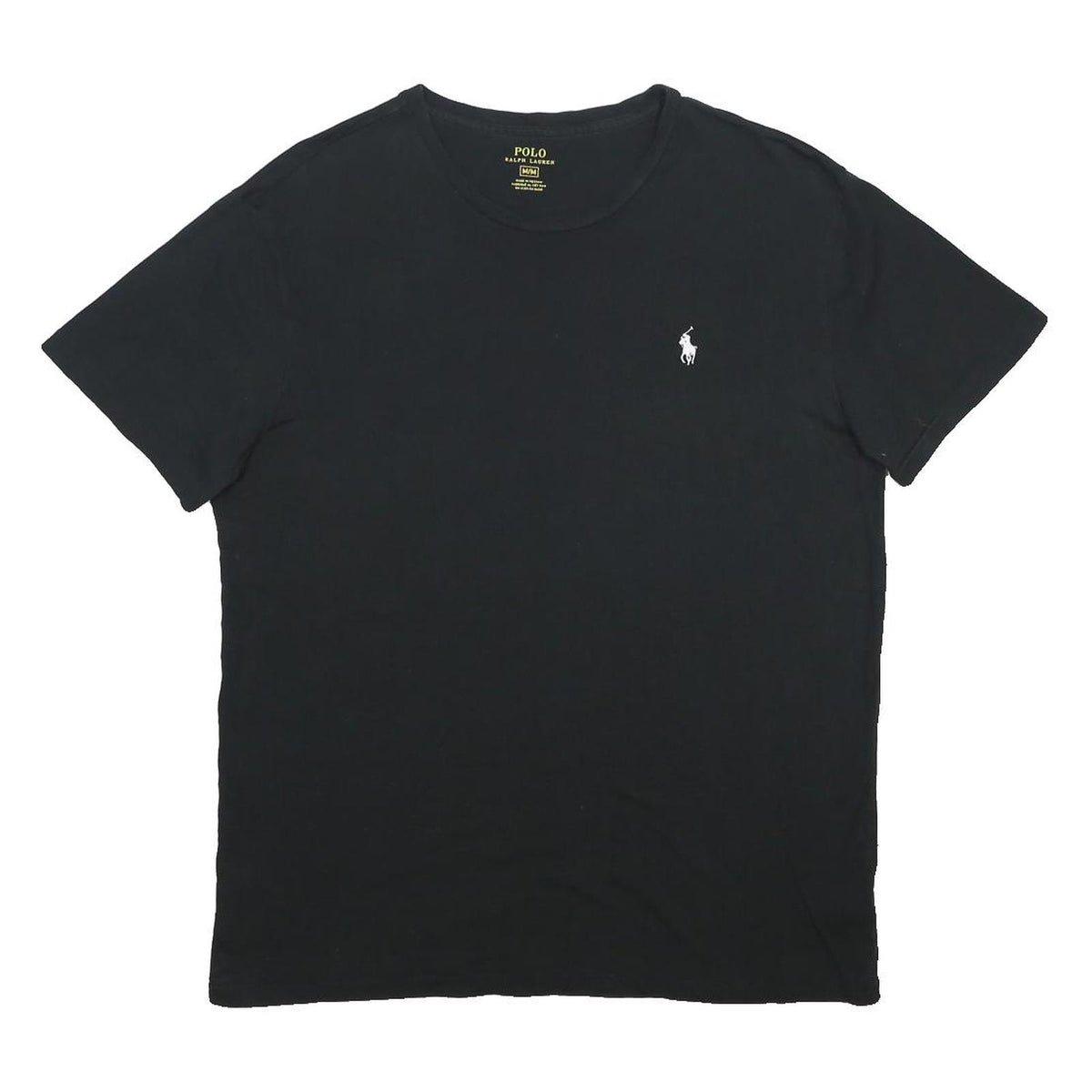POLO RALPH LAUREN Mens Black Cotton T-Shirt M Short Sleeve Crew Neck Classic