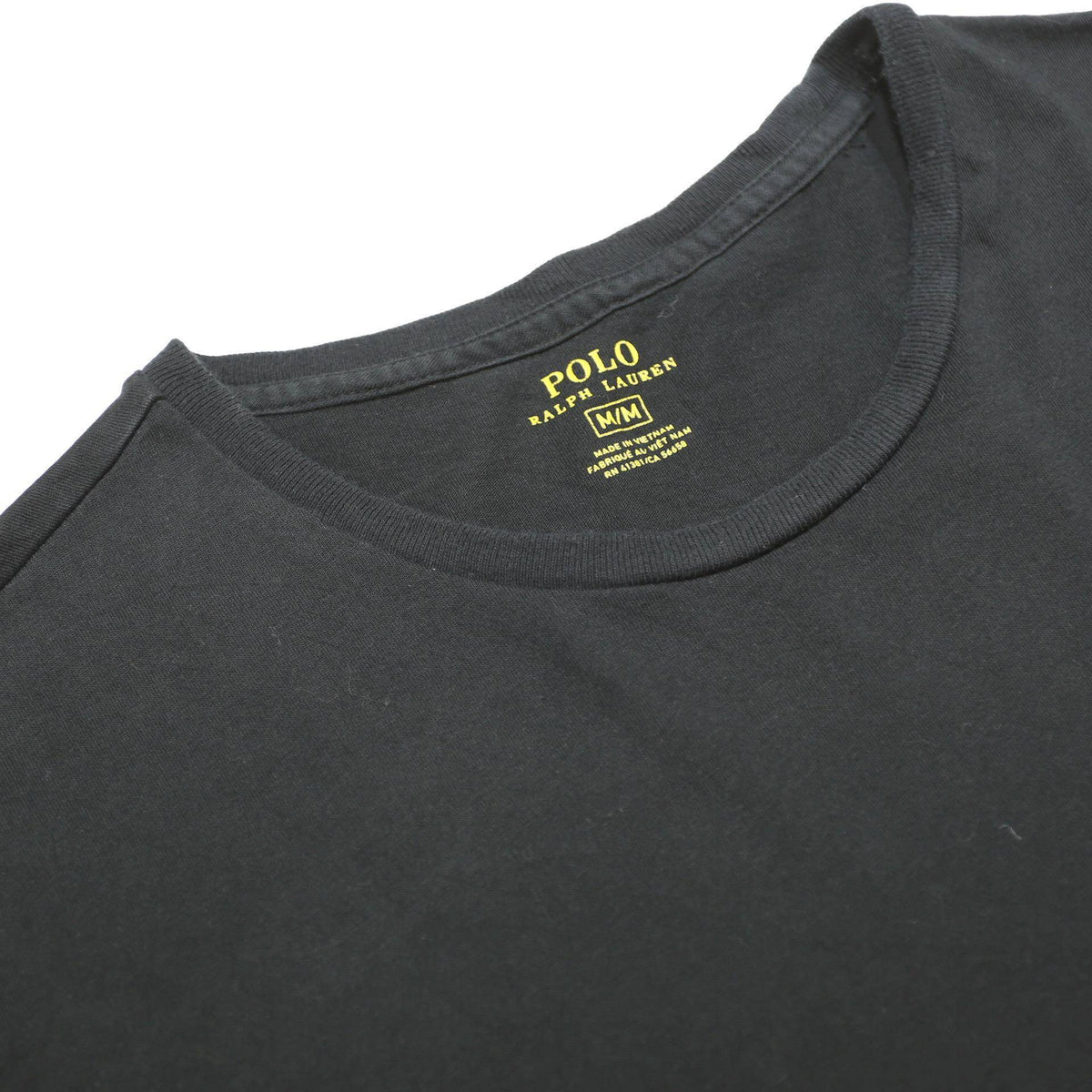 POLO RALPH LAUREN Mens Black Cotton T-Shirt M Short Sleeve Crew Neck Classic