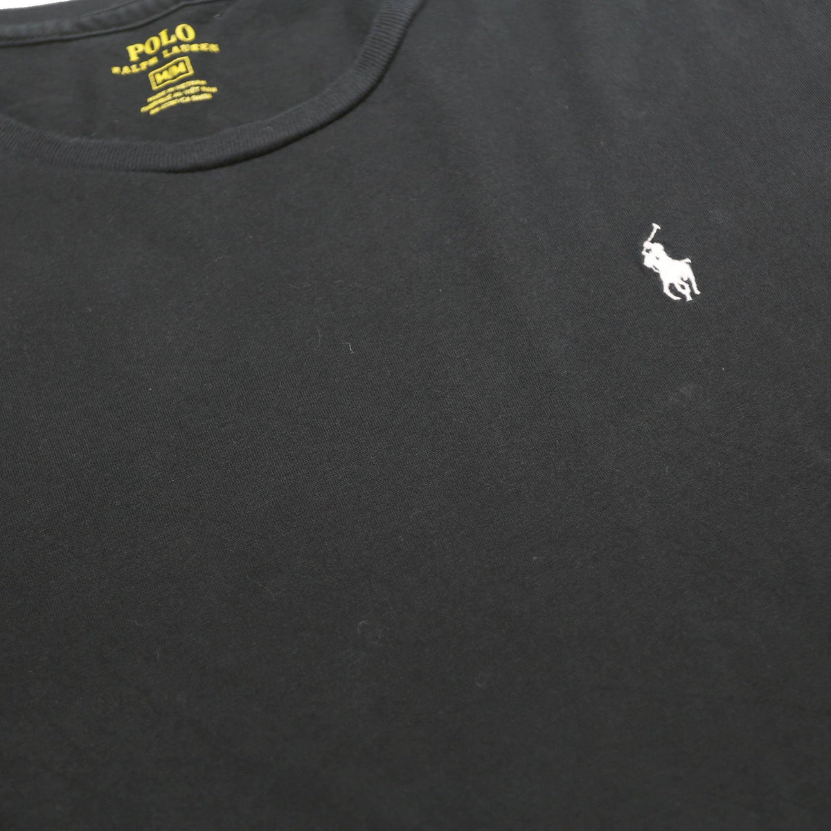 POLO RALPH LAUREN Mens Black Cotton T-Shirt M Short Sleeve Crew Neck Classic
